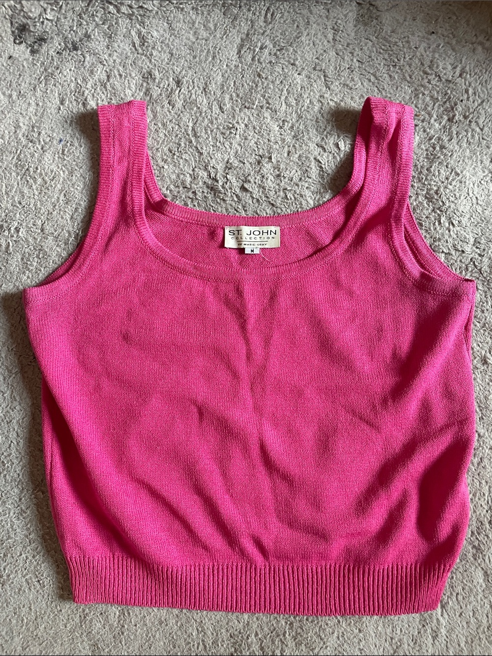 St. John Collection Hot Pink Knit Scoop Tank